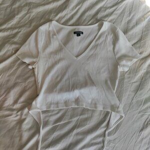 Wild Fable Tie Back V-Neck White Ribbed Tee